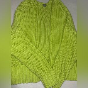 Aerie Neon Green Sweater Cardigan size S layering cardigan fall cozy wear